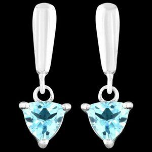 Unheated Natural 7mm Sky Blue Topaz Single Stone In Silver 925 Earrings